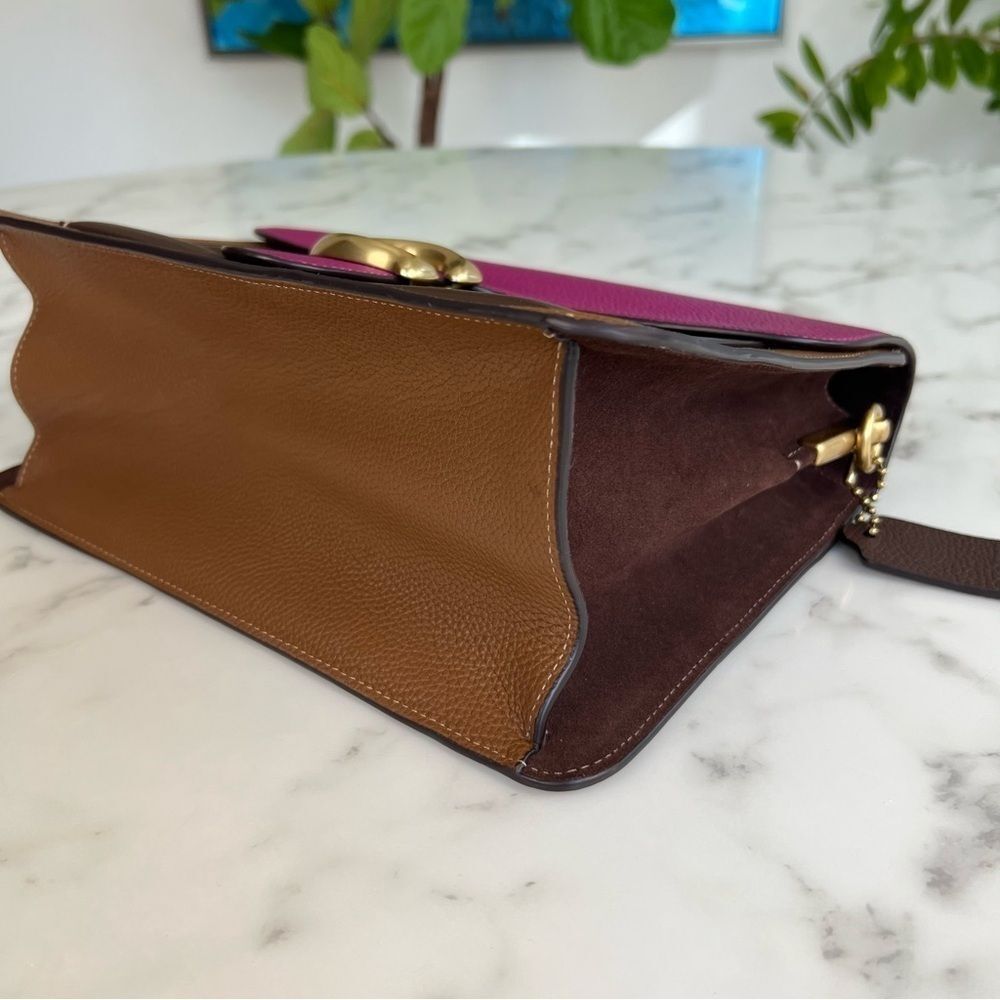 COACH Tabby Shoulder Bag In Colorblock Hibiscus Pink Brown Brass Crossbody 76106 - Picture 15 of 16